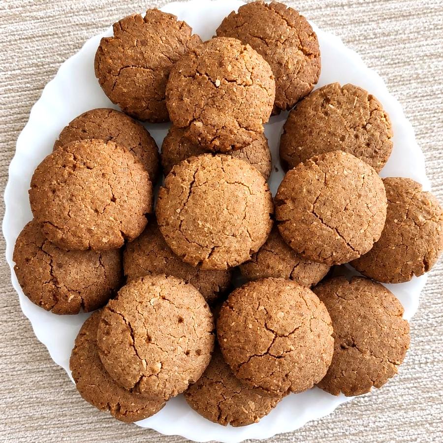 Multigrain coconut jaggery cookies on a plate