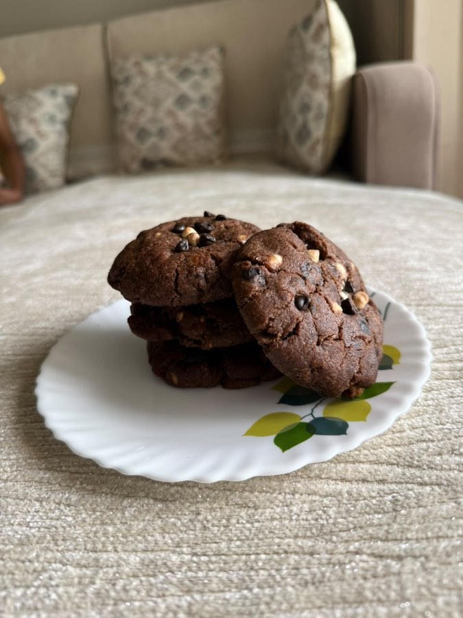 A stack of Nutella chocolate chip cookies